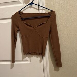 Brown Women's Long Sleeve Top